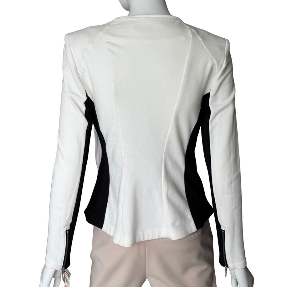 INC International Concepts Black & White Cotton Moto Jacket Size Small NWT - Picture 4 of 9